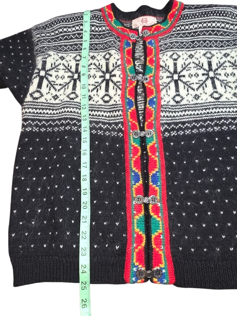 H.G. Preferred Norwegian Wool Cardigan Nordic Fair Isle Sweater Toggle L - Picture 7 of 9